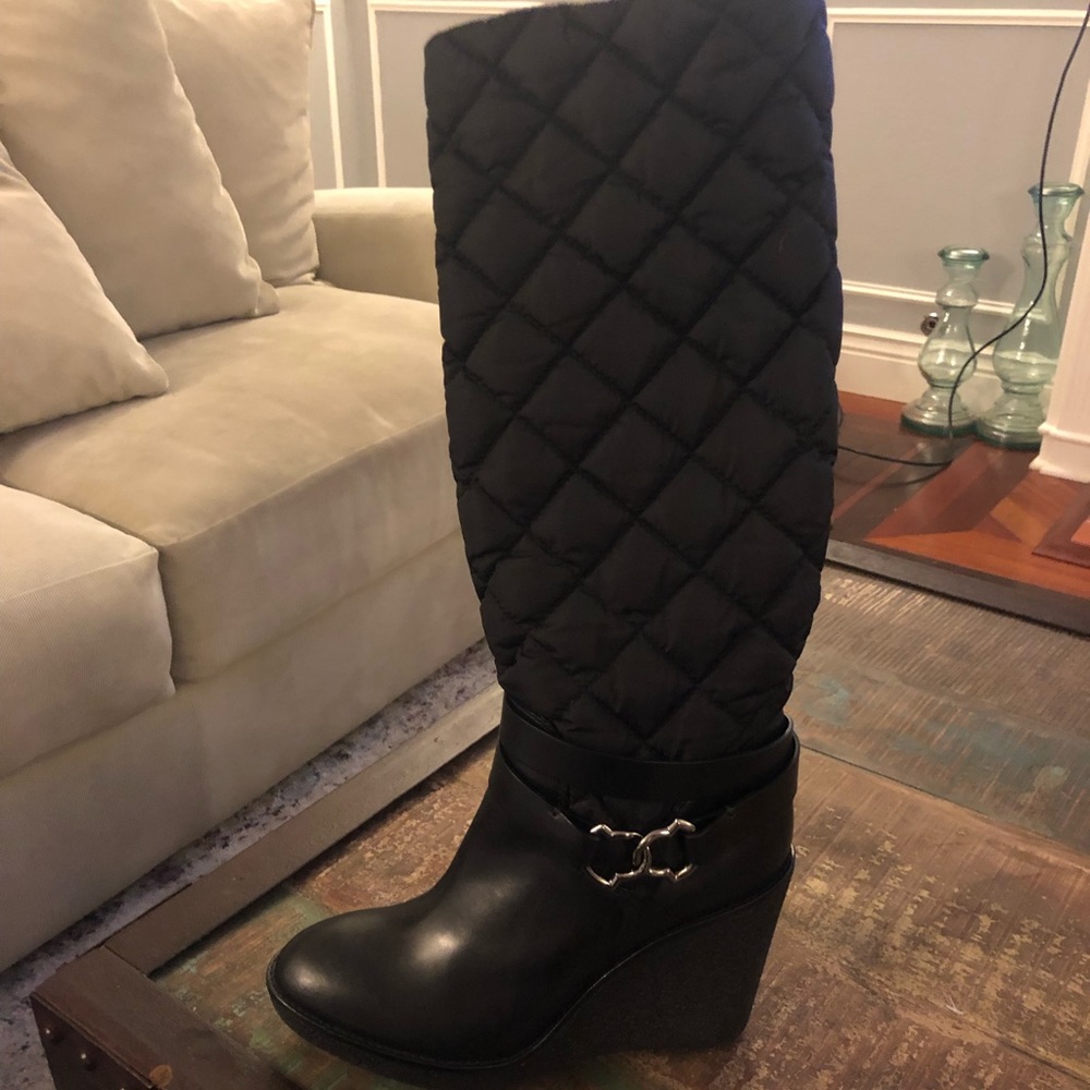 Tall Fabric, Leather, and rubber Moncler boots